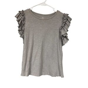 Gray Ruffle Sleeve Blouse